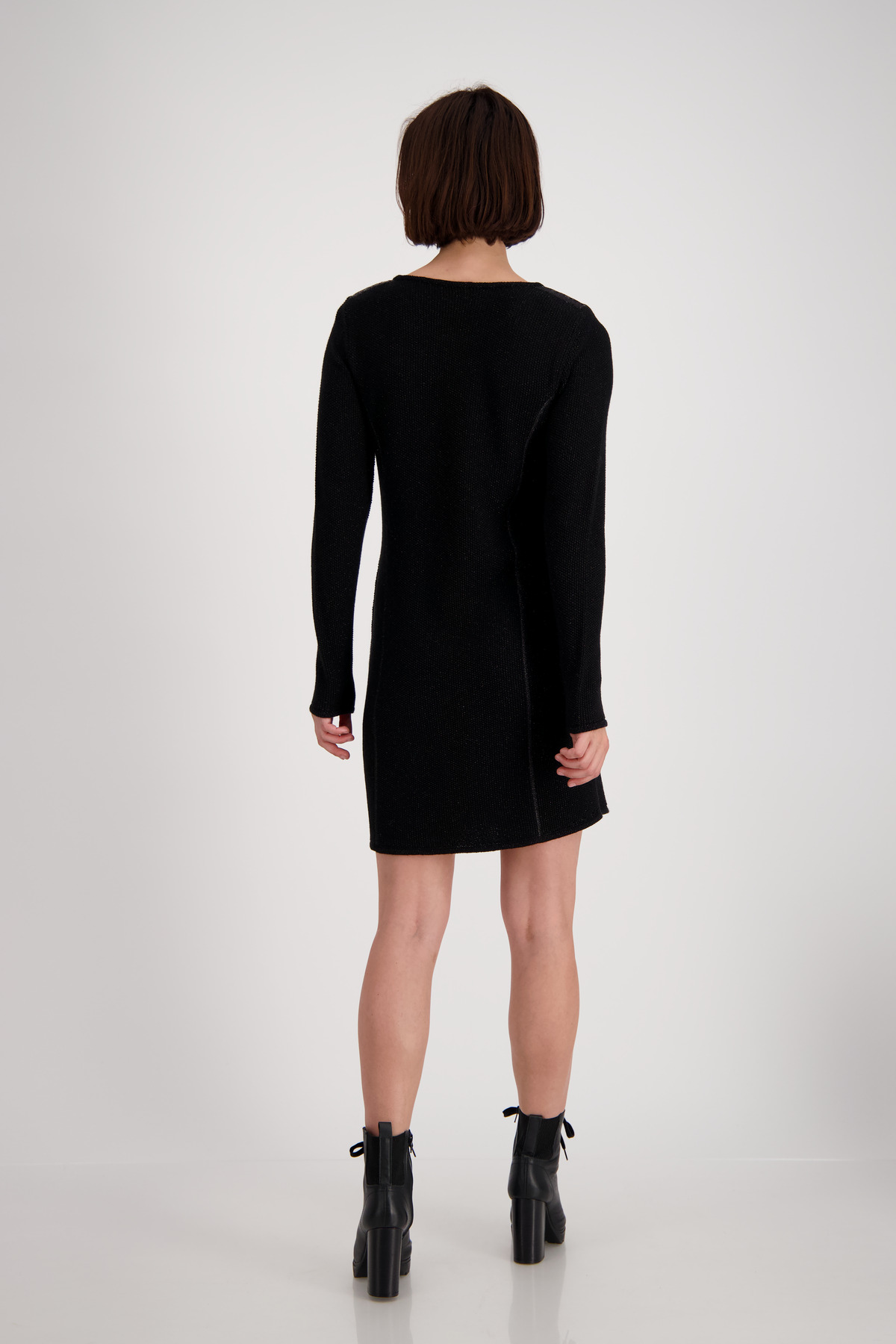 Monari Lurex Details Rundhals mode | und Kleid weber Strick mit